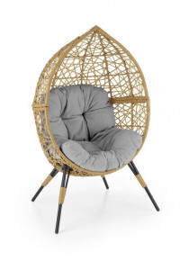 FOTOLIU OUTDOOR OSKAR, NATURAL/GRI/NEGRU, DIN RATAN SINTETIC, STOFA FINA SI PICIOARE DIN METAL, STIL MODERN