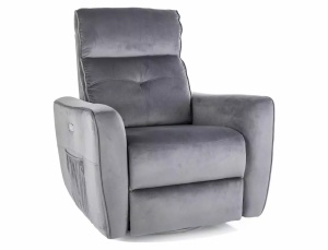 FOTOLIU PIVOTANT HELIOS, GRI BLUVEL 14, TAPITERIE DIN CATIFEA, CU FUNCTIE DE RABATARE, MASAJ SI PORT USB