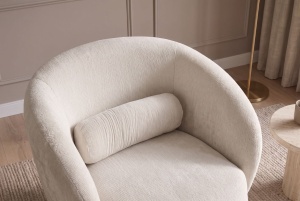 FOTOLIU ROTATIV BOSSA NOVA, REALIZAT DIN LEMN SI TEXTIL CHENILLE , CULOARE BEJ, INVICTA INTERIOR - Img 4