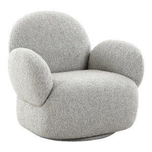 FOTOLIU ROTATIV DE RELAXARE MESSINA, DIN LEMN SI TEXTIL BOUCLE, CULOARE GRI DESCHIS, HOUSE NORDIC