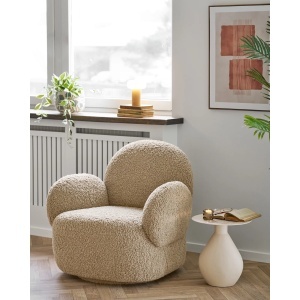 FOTOLIU ROTATIV MESSINA, DIN LEMN SI TEXTIL BOUCLE, CULOARE MARO DESCHIS, HOUSE NORDIC - Img 2