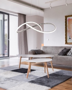 Lampă de tavan Inel suspendat LED moderna + telecomandă APP393-CP Chrome - Img 4