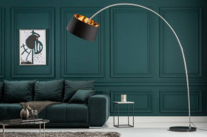 LAMPADAR FORMA NEGRU/AURIU 215CM DIN METAL SI TEXTIL COD 13069 - Img 3