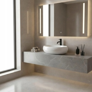 LAVOAR PE BLAT ALB, BASARO AURORA 50 CM, DIN CERAMICA, CALITATE SUPERIOARA, REA - Img 2