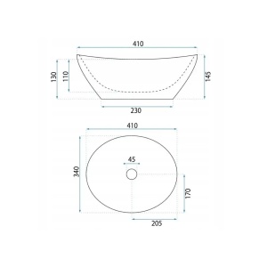 LAVOAR PE BLATBASARO SOFIA 41 CM, ALB/AURIU, DIN CERAMICA, CALITATE SUPERIOARA, REA - Img 5