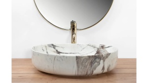 LAVOAR REA QUEEN, THUNDER SHINY, 55 CM, EFECT DE MARMURA ALBA, DIN CERAMICA, CALITATE SUPERIOARA - Img 3