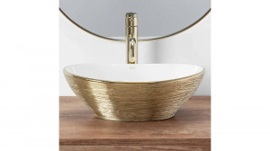 LAVOAR REA SOFIA, ALB/AURIU PERIAT, 41 CM, DIN CERAMICA, CALITATE SUPERIOARA - Img 4