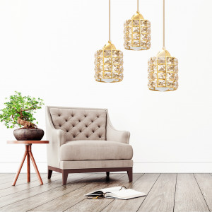 LUSTRA GLAMOR CRYSTAL APP726-3CRP, 25x90 cm, AURIU, DIN METAL DE INALTA CALITATE SI DECORAT CU CRISTALE, STIL MODERN, TU - Img 6