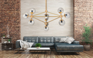 LUSTRA INDUSTRIAL GOLD APP266-10C, 86x105 cm, AURIU, DIN METAL, STIL MODERN, TU - Img 3