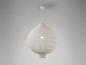 LUSTRA LIVING MUNA 70CM, REALIZATA DIN METAL SI RATAN, FINISAJ ALB, STIL MODERN