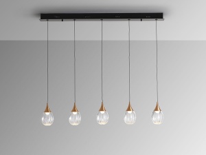 LUSTRA/PLAFONIERA CORINA, CU TELECOMANDA, 35/180 CM, NEGRU MAT/CUPRU, DIN METAL SI ACRIL, STIL MODERN - Img 3