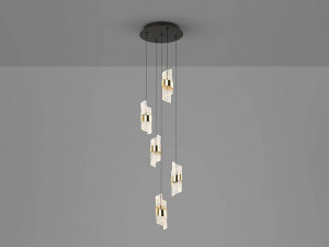 LUSTRA/PLAFONIERA ILIADA, 30 CM, NEGRU MAT/AURIU, DIN METAL SI ACRIL, STIL MODERN - Img 3