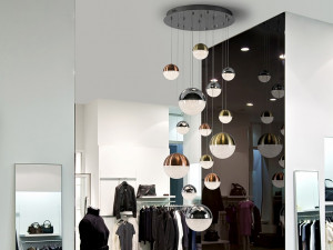 LUSTRA/PLAFONIERA SPHERE, CU TELECOMANDA, 60 CM, CROM/ALAMA/CUPRU, DIN METAL SI POLICARBONAT, STIL MODERN - Img 3