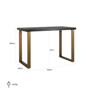 MASA DE BAR BLACKBONE ALAMA, NEAGRU RUSTIC, 7383, CONFECTIONATA DIN METAL SI LEMN DE STEJAR, STIL MODERN - Img 4