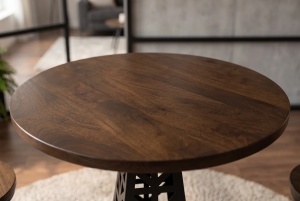 MASA DE BAR PARIS LOFT 105CM, REALIZAT DIN LEMN DE MANGO SI METAL, DE CULOARE MARO/NEGRU - Img 9
