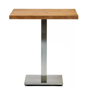 Masă de cafenea patrata 68x68cm, culoare stejar lancelot, metal si furnir laminat