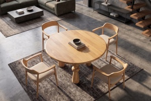 MASA DE DINING ARTE ROTUNDA 120CM, REALIZATA DIN LEMN MASIV DE MANGO, DE CULOARE NATUR - Img 3