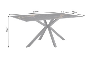 MASA DE DINING GALAXIE 180CM, DIN METAL SI CERAMICA, CULOARE AURIU/NEGRU, INVICTA INTERIOR - Img 6