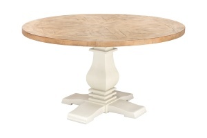 MASA DE SUFRAGERIE ROTUNDA HAMPTONS, 140CM, REALIZATA DIN LEMN DE PIN CONCORD, CULOARE MARO DESCHIS/CREM