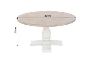 MASA DE SUFRAGERIE ROTUNDA HAMPTONS, 140CM, REALIZATA DIN LEMN DE PIN CONCORD, CULOARE MARO DESCHIS/CREM - Img 11