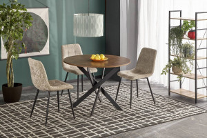 MASA DINING EDGAR, 100 CM, NUC/NEGRU, DIN MDF SI PICIOARE DIN METAL, STIL MODERN