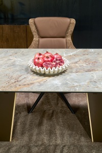 MASA DINING ELEGANTA STIL VESNA, EXTENSIBILA, 180-260/90/76 cm, CONFECTIONATA DIN OTEL, CERAMICA SI STICLA - Img 9