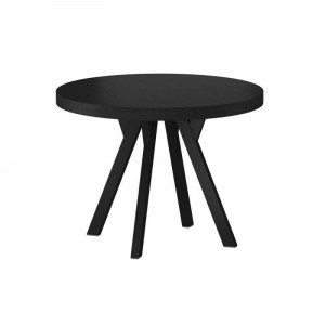 MASA DINING EXTENSIBILA, 100/250 CM, NEAGRA, BLAT DIN FURNIR NATURAL SI PICIOARE DIN METAL, STIL MODERN - Img 2