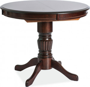 MASA DINING EXTENSIBILA, 90/125 CM, NUC INCHIS, BLAT DIN MDF SI PICIOARE DIN LEMN, STIL CLASIC - Img 2
