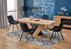 MASA DINING EXTENSIBILA BRANDON, STEJAR WOTAN/NEGRU, 160/200 CM, DIN PAL MELAMINAT, STIL MODERN - Img 3