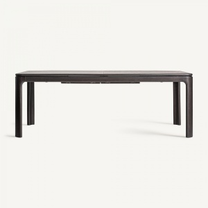 MASA DINING EXTENSIBILA BUKEN, NEAGRA, REF. 36078 PRELUCRATA MANUAL, CONFECTIONATA DIN LEMN DE FRASIN NEGRU, LEMN DE HEVEA SI FURNIR, STIL MODERN