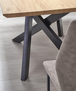MASA DINING EXTENSIBILA CAPITAL, STEJAR AURIU/NEGRU, 160/200 CM, BLAT DIN MDF SI PICIOARE DIN METAL, STIL VINTAGE - Img 2
