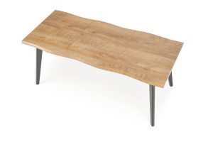 MASA DINING EXTENSIBILA DICKSON 2, STEJAR NATURAL/NEGRU, 150/210 CM, BLAT DIN MDF SI PICIOARE DIN METAL, STIL MODERN - Img 8