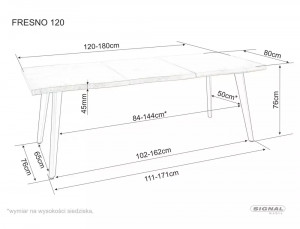 MASA DINING EXTENSIBILA FRESNO, 120/180 CM, STEJAR/NEGRU, BLAT DIN MDF, FURNIR SI PICIOARE DIN METAL, STIL MODERN - Img 6