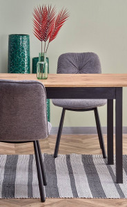 MASA DINING EXTENSIBILA GREG, STEJAR WOTAN/NEGRU, 124/168 CM, BLAT DIN PAL MELAMINAT, STIL VINTAGE - Img 6