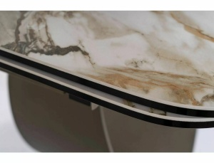 MASA DINING EXTENSIBILA INFINITY, 160/240 CM, EFECT DE MARMURA ALBA-AURIU/CUPRU, DIN CERAMICA, STICLA SI METAL, SIGNAL - Img 6