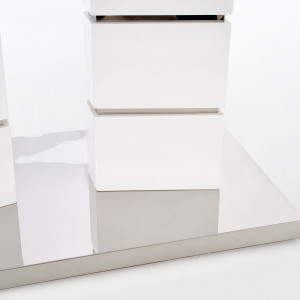 MASA DINING EXTENSIBILA LORD, ALB/CROM, 160/200 CM, BLAT DIN MDF LACUIT SI PICIOARE DIN METAL, STIL MODERN - Img 3