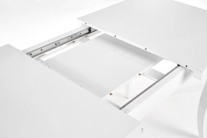 MASA DINING EXTENSIBILA MOZART, ALBA, 140/180 CM, BLAT DIN MDF SI PICIOARE DIN LEMN MASIV, STIL CLASIC - Img 4
