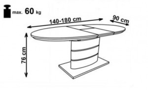 MASA DINING EXTENSIBILA STIL ASPEN, ALB/CROM, 140/180 CM, BLAT DIN MDF LACUIT SI PICIOR DIN METAL, STIL MODERN - Img 4