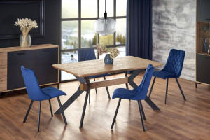 MASA DINING EXTENSIBILA STIL BACARDI, STEJAR NATURAL/NEGRU, 160/220 CM, BLAT DIN MDF SI PICIOARE DIN METAL, STIL VINTAGE - Img 2