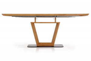 MASA DINING EXTENSIBILA STIL BLACKY, STEJAR AURIU/NEGRU, 160/220 CM, BLAT DIN MDF SI PICIOR DIN METAL, STIL MODERN - Img 5