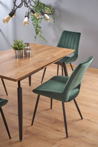 MASA DINING EXTENSIBILA STIL CAMBELL, STEJAR NATURAL/NEGRU, 140/180 CM, BLAT DIN MDF SI PICIOARE DIN METAL, STIL VINTAGE - Img 3