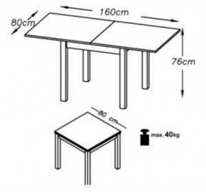 MASA DINING EXTENSIBILA STIL GRACJAN, STEJAR SONOMA/ALB, 80/160 CM, BLAT DIN PAL SI PICIOARE DIN MDF, STIL CLASIC - Img 5