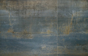 MASA DINING EXTENSIBILA STIL LUCIANO, 180-230 CM, EFECT DE MARMURA ALBASTRA/NEGRU, DIN CERAMICA, STICLA SI METAL, STIL MODERN - Img 3