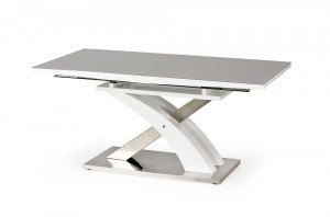 MASA DINING EXTENSIBILA STIL SANDOR 2, GRI/ALB/CROM, 160/220 CM, DIN STICLA, MDF SI METAL, STIL MODERN - Img 3
