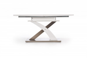 MASA DINING EXTENSIBILA STIL SANDOR, ALB/CROM, 160/220 CM, BLAT DIN MDF SI PICIOARE DIN METAL, STIL MODERN - Img 2