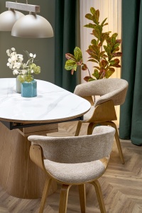 MASA DINING EXTENSIBILA STIL SIRIUS, STEJAR NATURAL/ALB, CONFECTIONATA DIN MDF SINTETIZAT SI FURNIR, STIL MODERN - Img 4