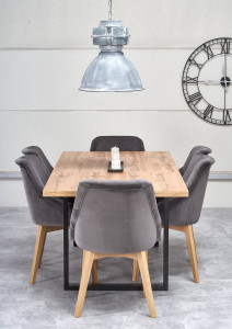 MASA DINING EXTENSIBILA VENOM, STEJAR WOTAN/NEGRU, 160/210 CM, BLAT DIN MDF LAMINAT SI PICIOARE DIN METAL, STIL VINTAGE - Img 4