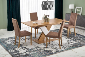 MASA DINING EXTENSIBILA XARELTO, STEJAR LANCELOT/ALB, 130/175 CM, DIN PAL MELAMINAT, STIL MODERN - Img 2