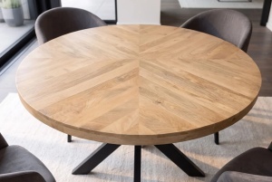 MASA DINING INFINITY HOME 120CM, 3 LOCURI, REALIZATA DIN METAL SI LEMN DE MANGO , CULOARE NATUR, INVICTA INTERIOR - Img 9