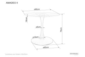 MASA DINING/LIVING AMADEO II, 90 CM, STEJAR/NEGRU, BLAT DIN MDF, FURNIR NATURAL SI PICIOR DIN METAL, STIL MODERN - Img 4